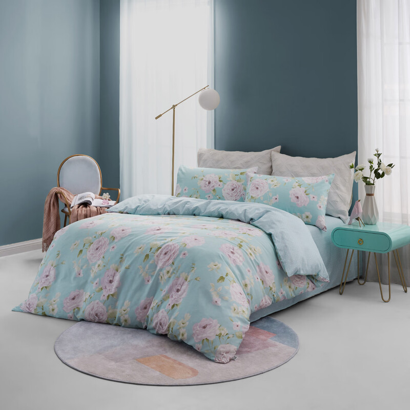 罗莱/LUOLAI lovo 黛丽 200*230cm  新疆棉四件套 素色套件生活 1.5米床 被套：200*230*1 被单：230*241*1 枕套：48*74*2
