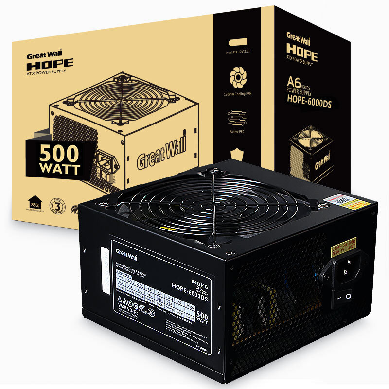 长城 HOPE-6000DS 长城（Great Wall） HOPE-6000DS 电脑电源 额定500W  双8PIN 台系主电容 75cm长线材 温控风扇 宽幅