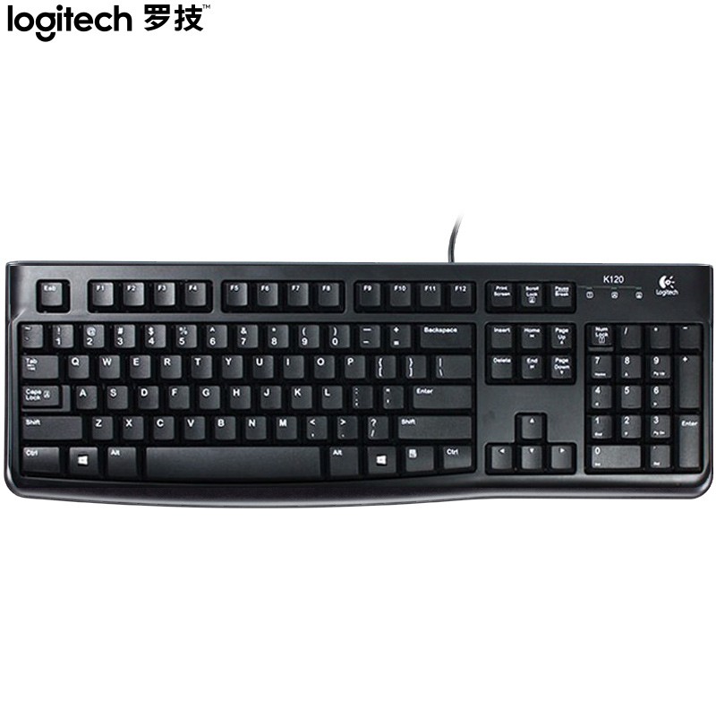 罗技 K120 黑色 罗技（Logitech） K120 黑色 键盘 有线键盘 办公键盘 全尺寸  U口