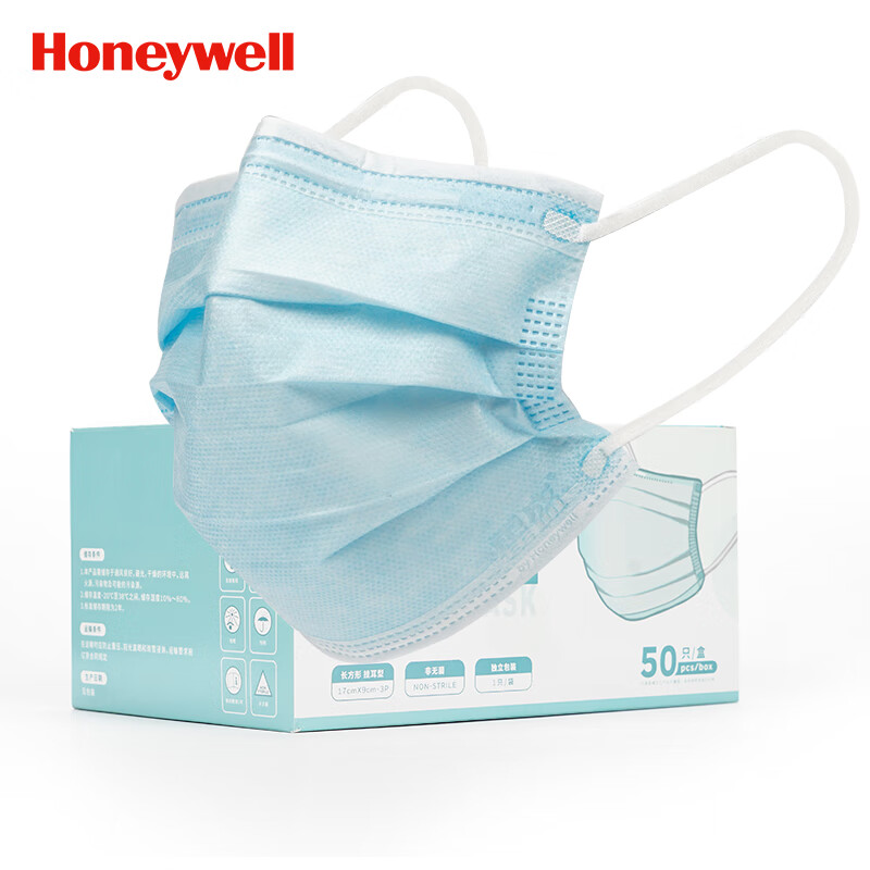 霍尼韦尔 防护用品 PM300 霍尼韦尔 PM300 霍尼韦尔（Honeywell） PM300 一次性医用外科口罩PM300 三层防护防尘防细菌50只/盒独立装
