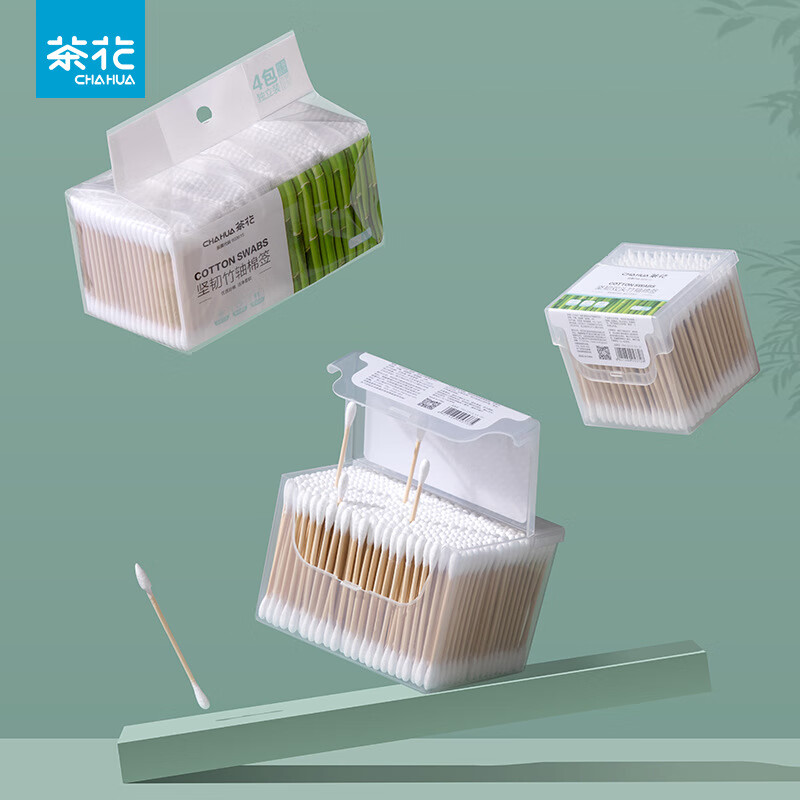 茶花 310001 茶花（CHAHUA） 310001 棉签 家用棉棒 掏耳木棒牙签棉签棒 棉花棒 (300支)